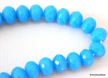15 x Blue Faceted Opaque Glass Rondelle Beads 10mm